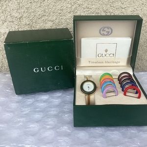 Vintage Gucci 11/12.2 Interchangeable Bezel Bangle Watch Petite Mint Condition